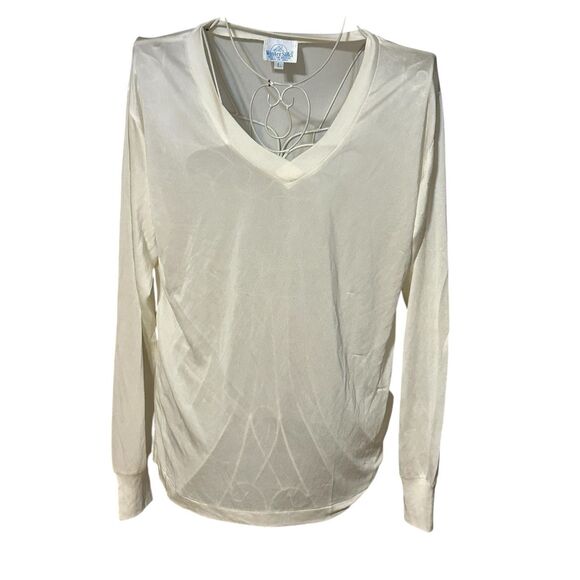 Beautiful WinterSilks Shirt V-Neck Base Layer Cream Ivory- size large GREAT COND - Picture 1 of 8